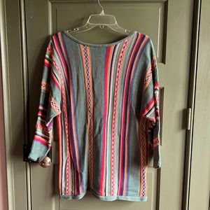 Chaps Aztec Saltillo Blanket Pattern Linen Cotton Sweater